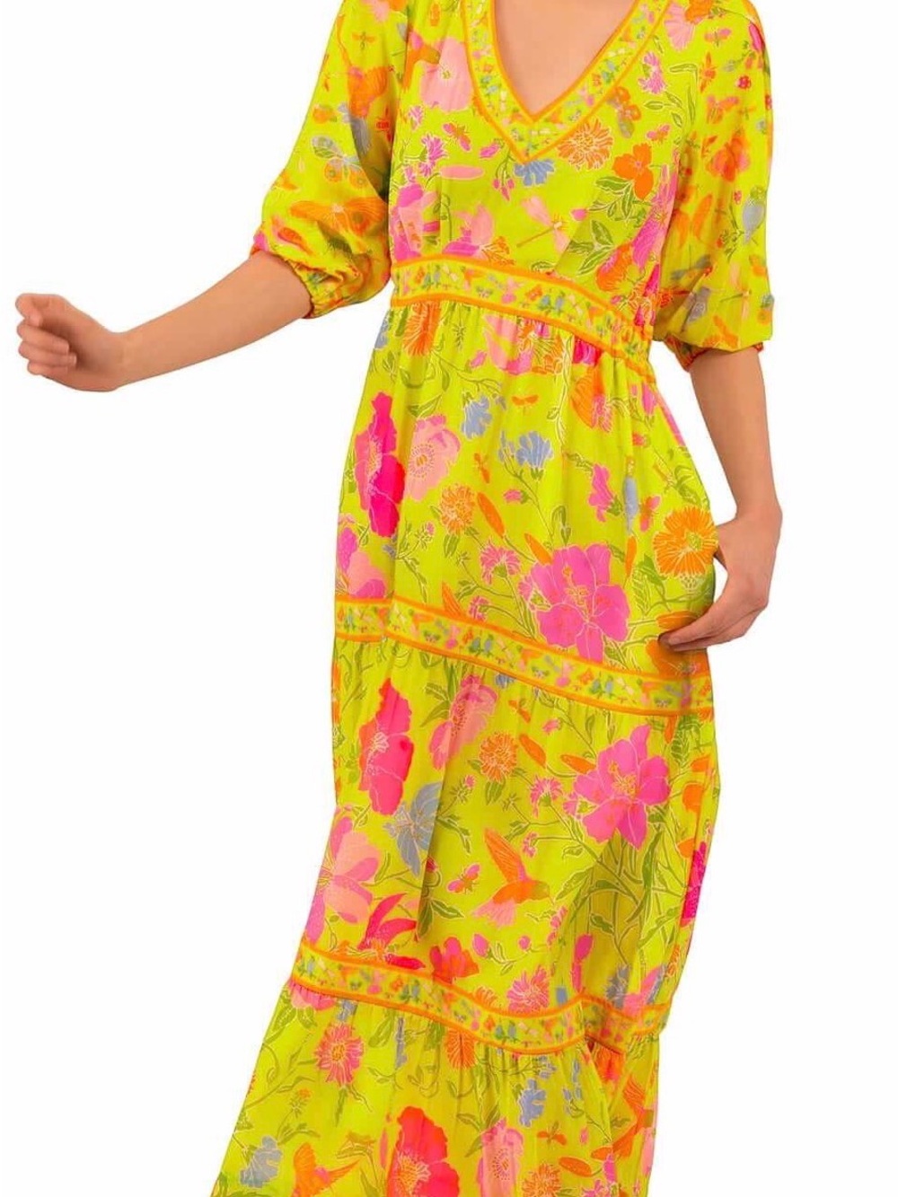NWT Gretchen Scott Strut Midi/Maxi - Birds & The Bees Diva Size XXXL Lime